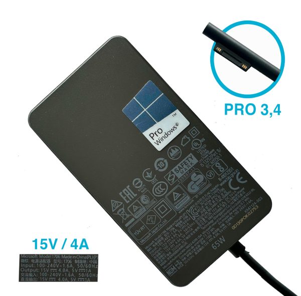Cargador Original Microsoft Surface Pro Laptop Tablet 15v 4a 65w