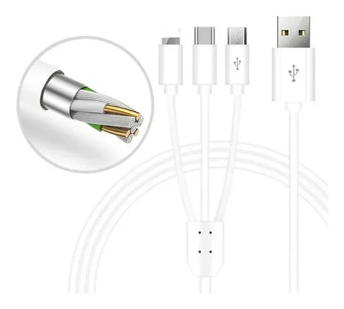Cable 3 En 1 Para Celular iPhone Samsung Tipo C - Imagen 2