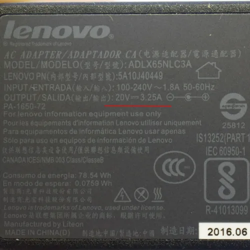 Cargador Original Laptop Lenovo 20v 3.25a Fina 4.0mm * 1.7mm - Imagen 3
