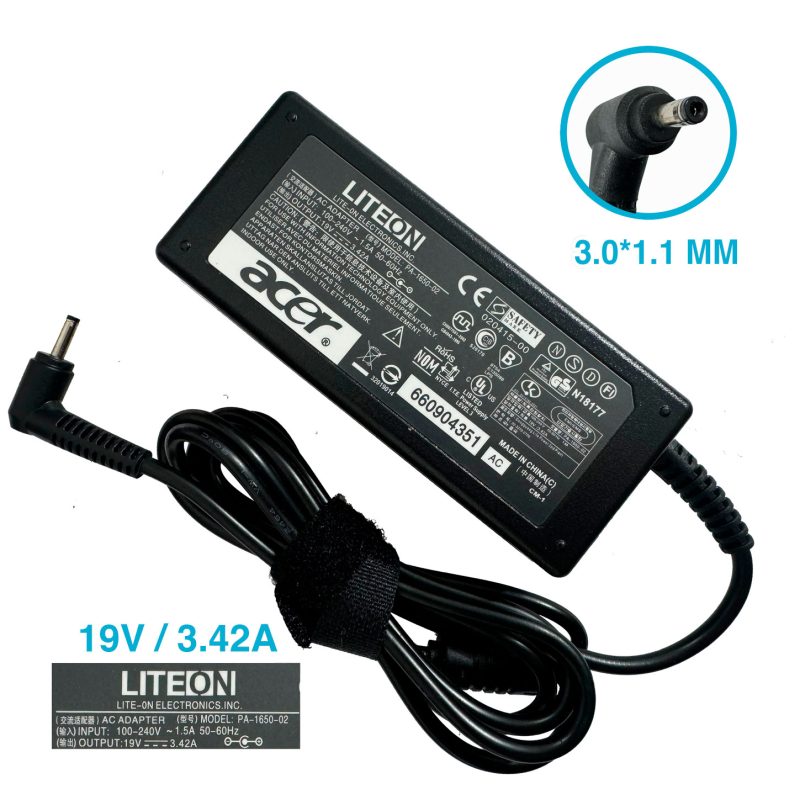Cargador Original Laptop Acer 19v 3.42a Punta Fina 3.0*1.0mm