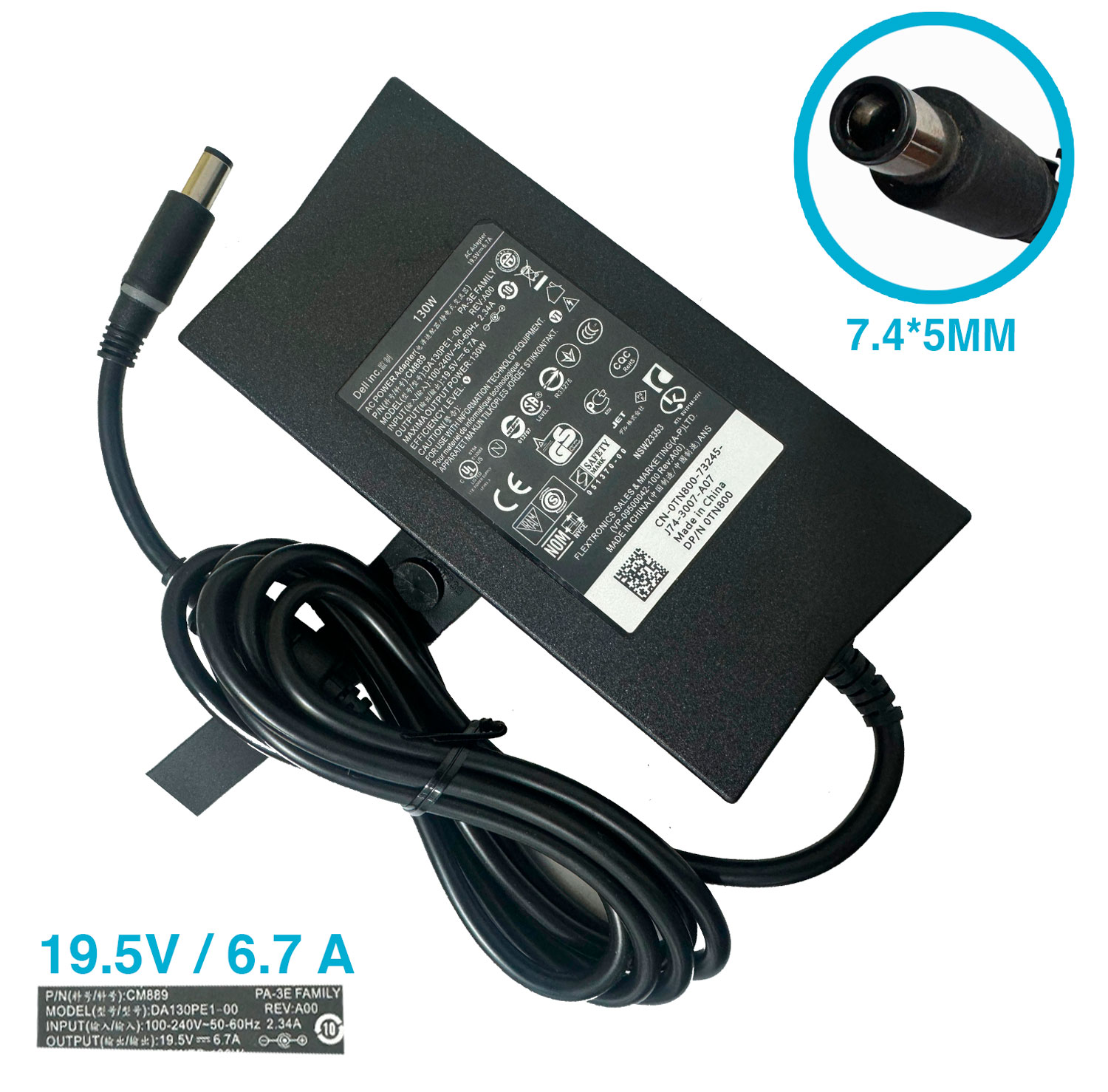 Cargador Original Laptop Dell 19.5v 6.7a Conector 7.4x5.0mm