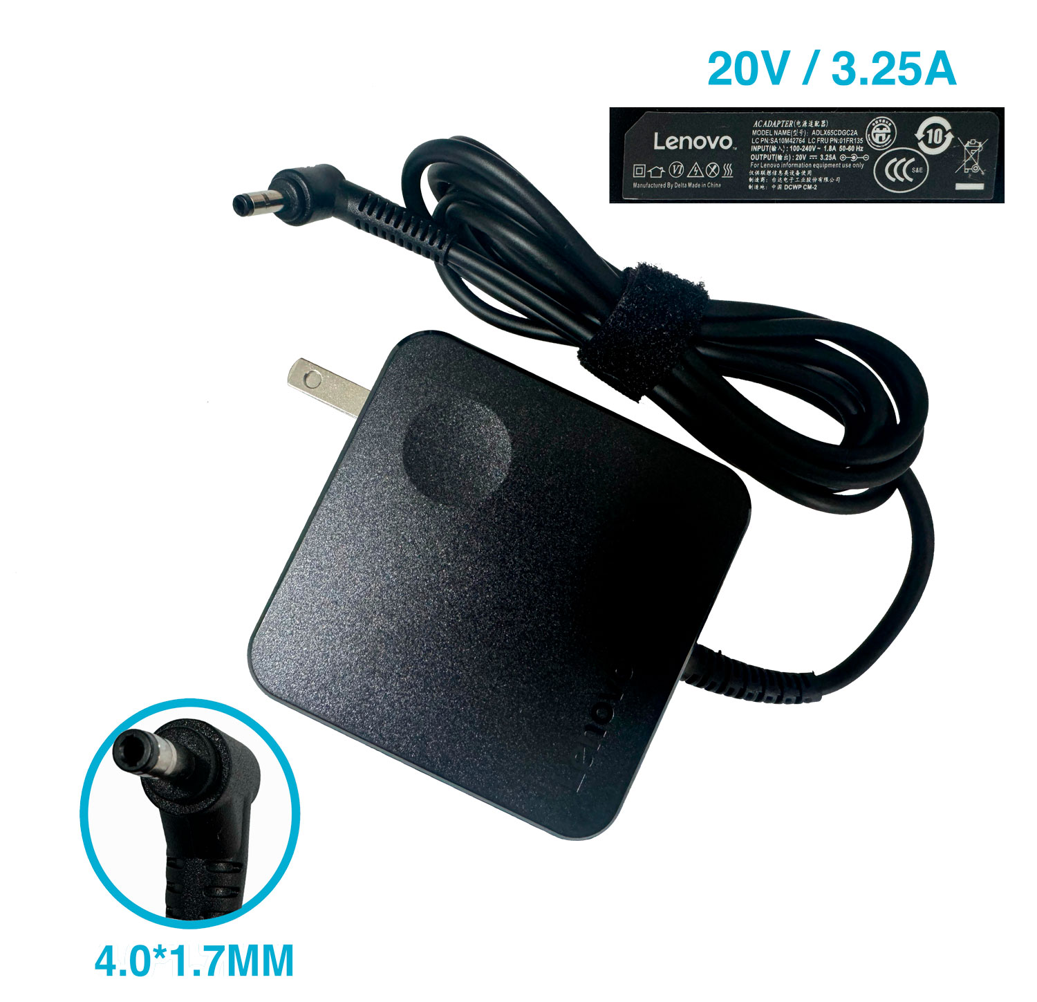 Cargador Original Laptop Lenovo 20v 3.25a Fina 4.0mm * 1.7mm