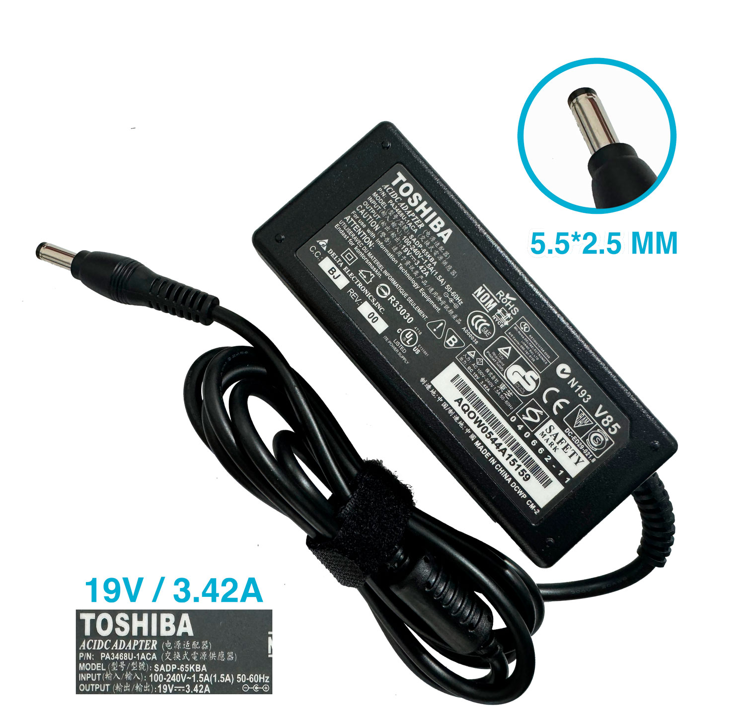 Cargador Original Laptop Toshiba Satelite Tecra 19v 3.42a